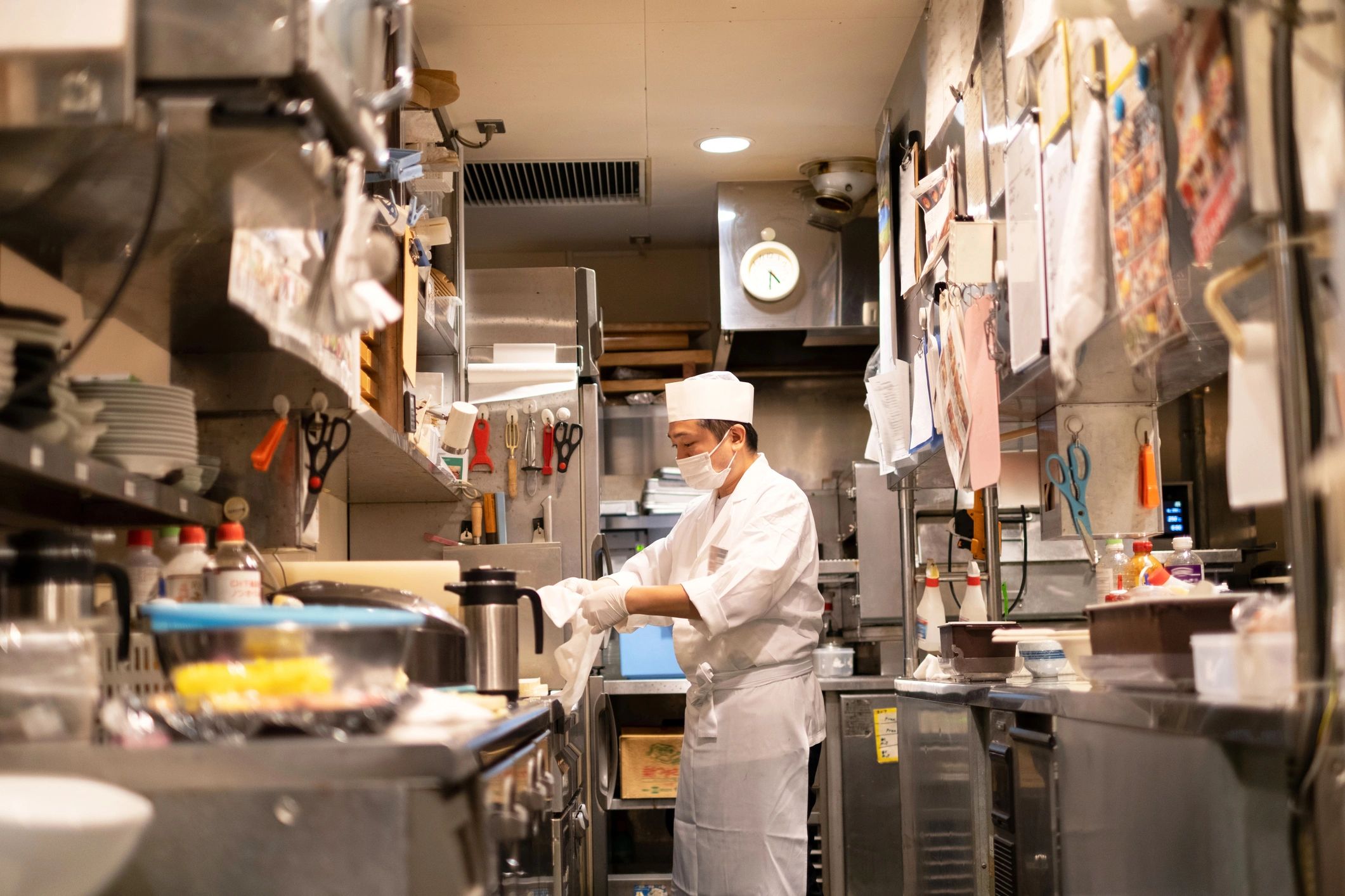 Chef working in a professional restaurant kitchen