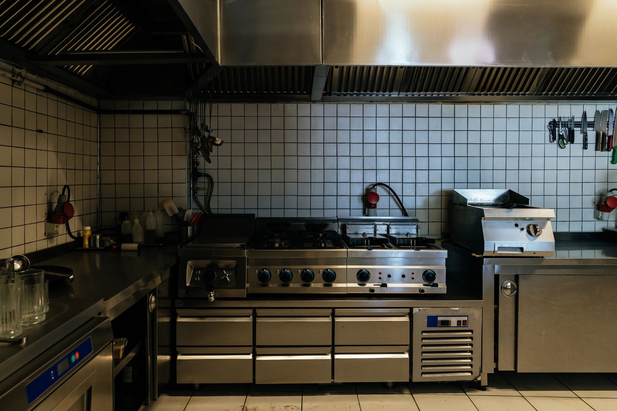 High-capacity cooking equipment in a professional kitchen